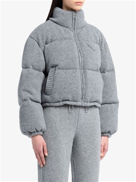 prada winter jackets|prada grey puffer jacket.